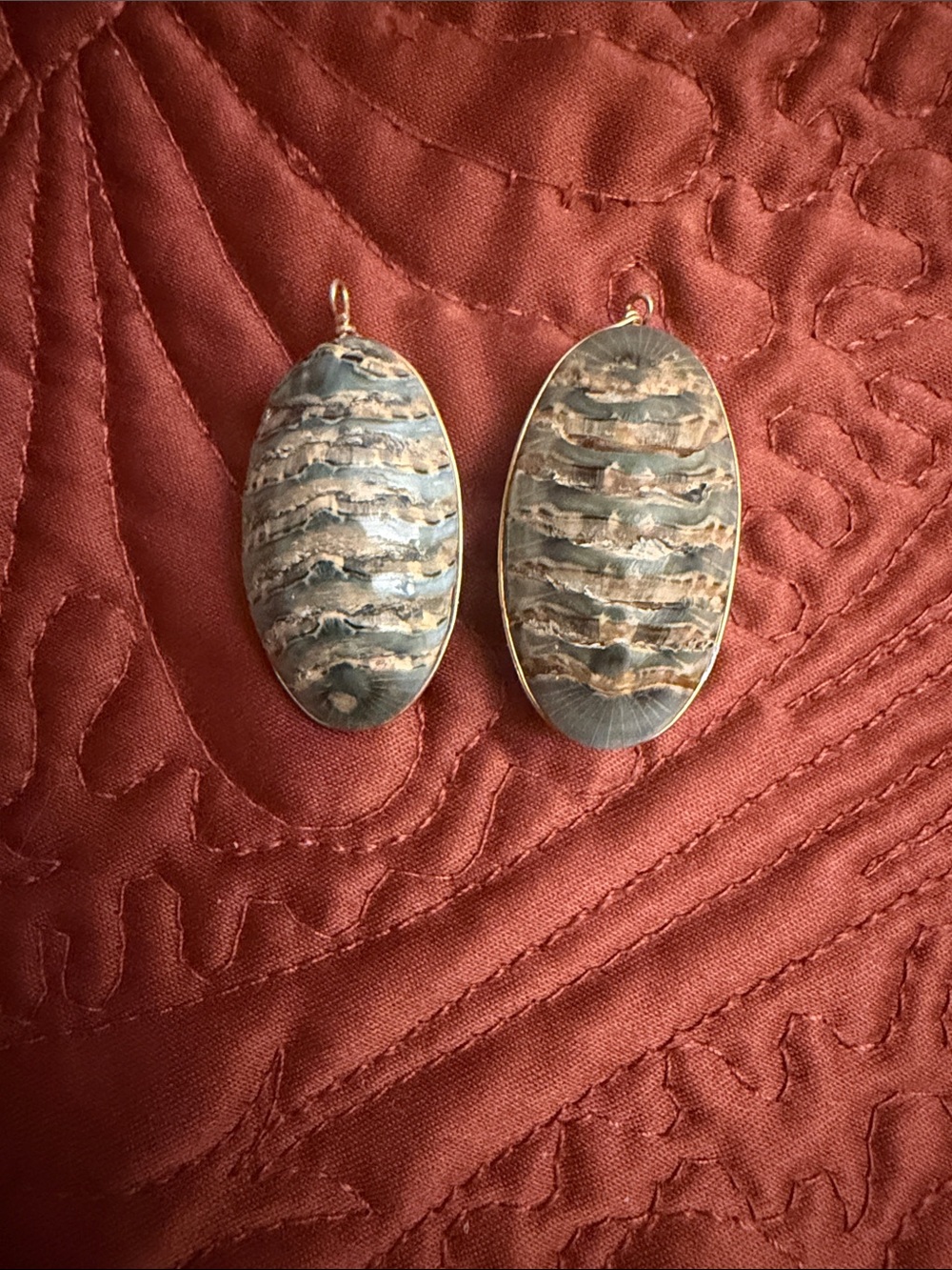 Scarab Handcrafted Green and Brown Oval Drop Earrings - Women Jewelry